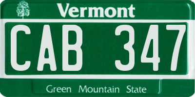 VT license plate CAB347