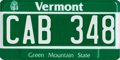 VT license plate CAB348