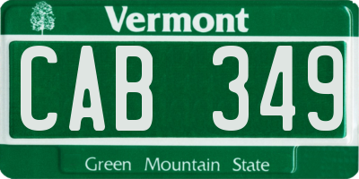 VT license plate CAB349