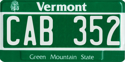 VT license plate CAB352