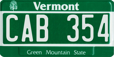 VT license plate CAB354