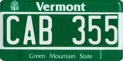 VT license plate CAB355