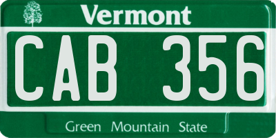 VT license plate CAB356