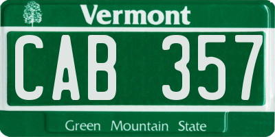 VT license plate CAB357