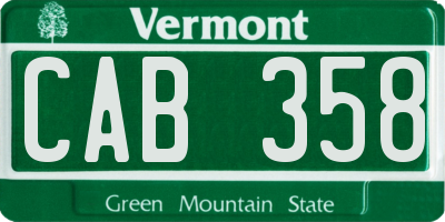 VT license plate CAB358