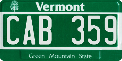 VT license plate CAB359