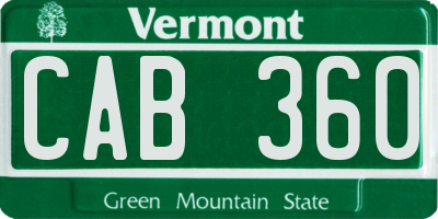 VT license plate CAB360