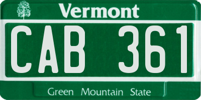 VT license plate CAB361