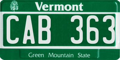 VT license plate CAB363