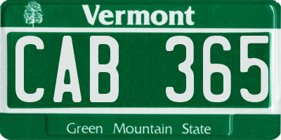 VT license plate CAB365