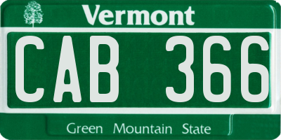 VT license plate CAB366
