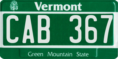 VT license plate CAB367