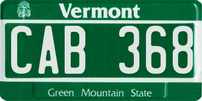 VT license plate CAB368