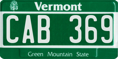 VT license plate CAB369