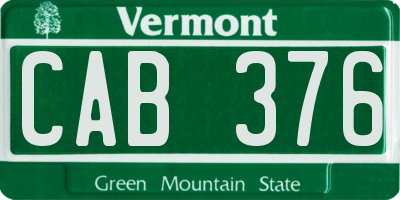 VT license plate CAB376