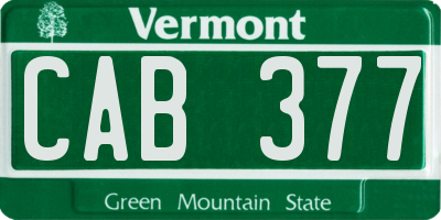 VT license plate CAB377