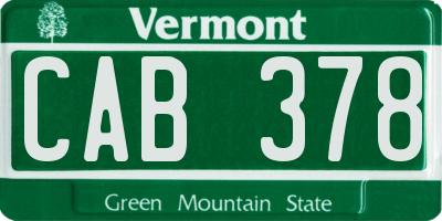 VT license plate CAB378
