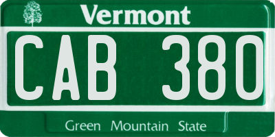 VT license plate CAB380