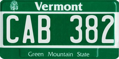 VT license plate CAB382
