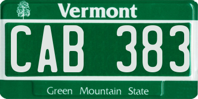 VT license plate CAB383