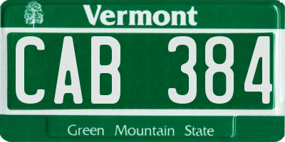 VT license plate CAB384