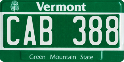VT license plate CAB388