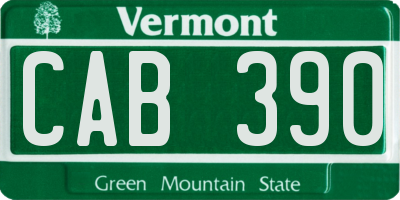 VT license plate CAB390