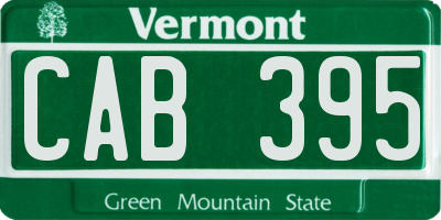 VT license plate CAB395
