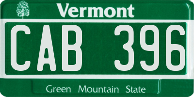 VT license plate CAB396