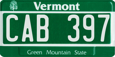 VT license plate CAB397