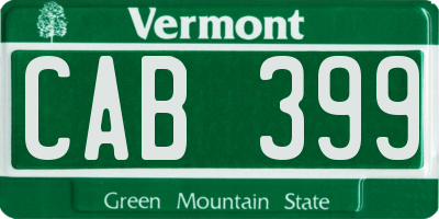 VT license plate CAB399