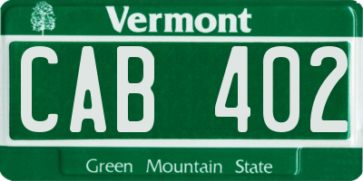VT license plate CAB402