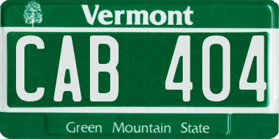 VT license plate CAB404