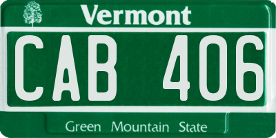 VT license plate CAB406