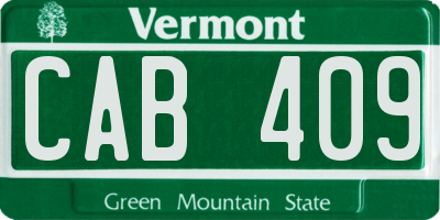 VT license plate CAB409