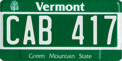 VT license plate CAB417