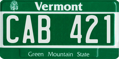 VT license plate CAB421