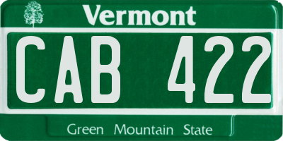 VT license plate CAB422