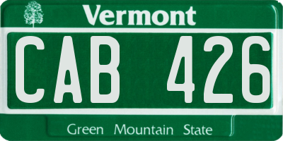 VT license plate CAB426