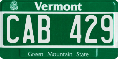 VT license plate CAB429