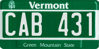 VT license plate CAB431