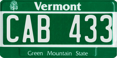 VT license plate CAB433