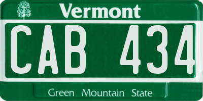 VT license plate CAB434
