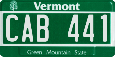 VT license plate CAB441