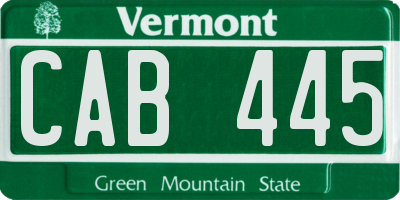 VT license plate CAB445