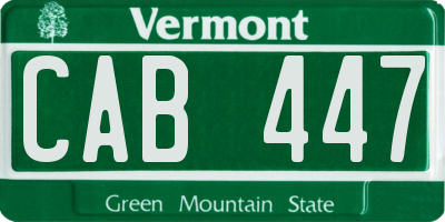 VT license plate CAB447