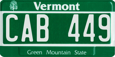 VT license plate CAB449