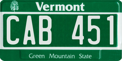 VT license plate CAB451