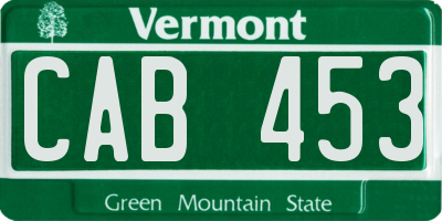 VT license plate CAB453