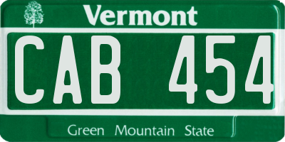 VT license plate CAB454